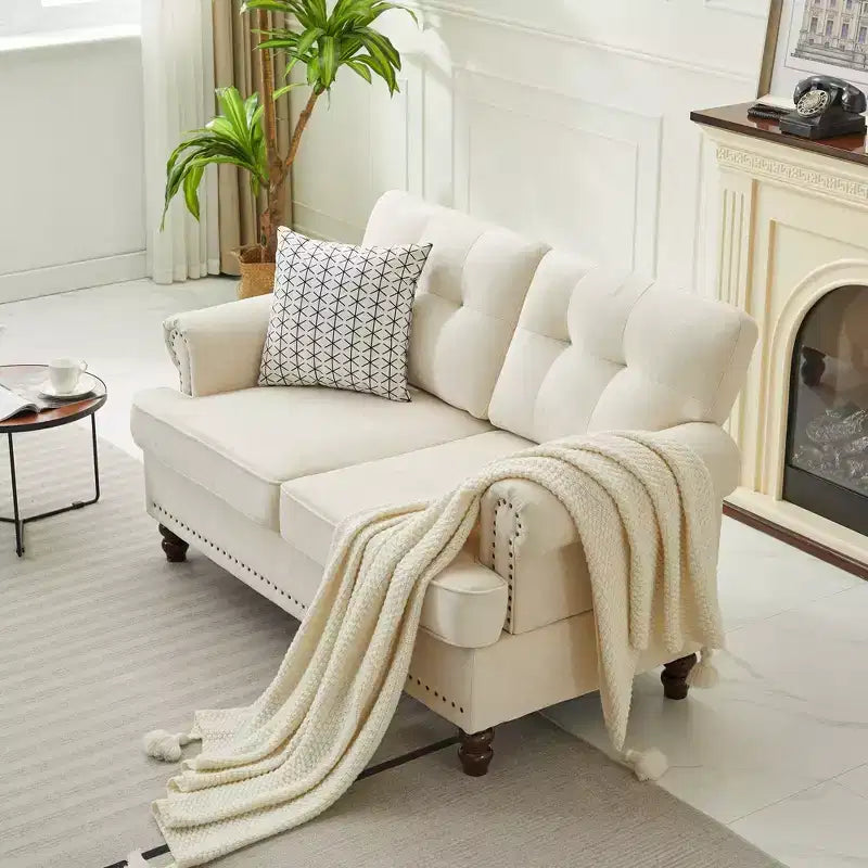 55.84 Causeuse capitonnée en chenille pour salon ou chambre