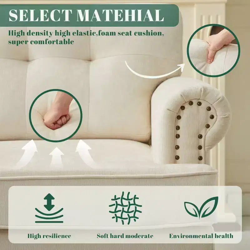 55.84 Causeuse capitonnée en chenille pour salon ou chambre