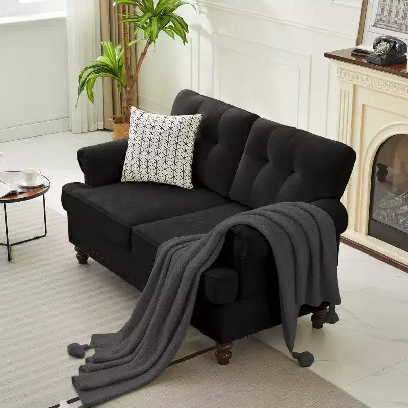 55.84 Causeuse capitonnée en chenille pour salon ou chambre