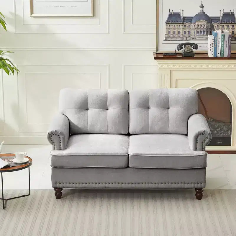 55.84 Causeuse capitonnée en chenille pour salon ou chambre