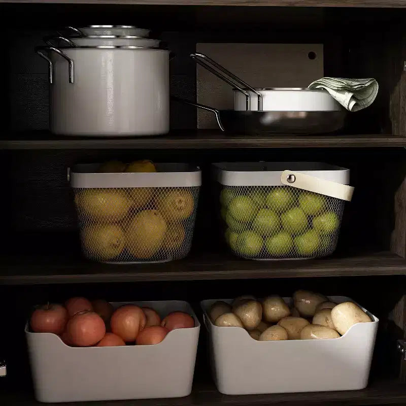 Armoire de garde-manger brune à 4 portes avec charnières réglables