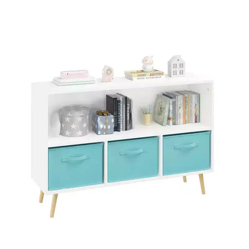 2 étagères à livres pour enfants, meuble de rangement pour jouets, étagère de présentation avec 3 tiroirs, rose/gris/bleu