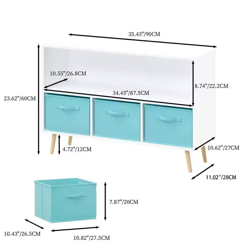 2 étagères à livres pour enfants, meuble de rangement pour jouets, étagère de présentation avec 3 tiroirs, rose/gris/bleu