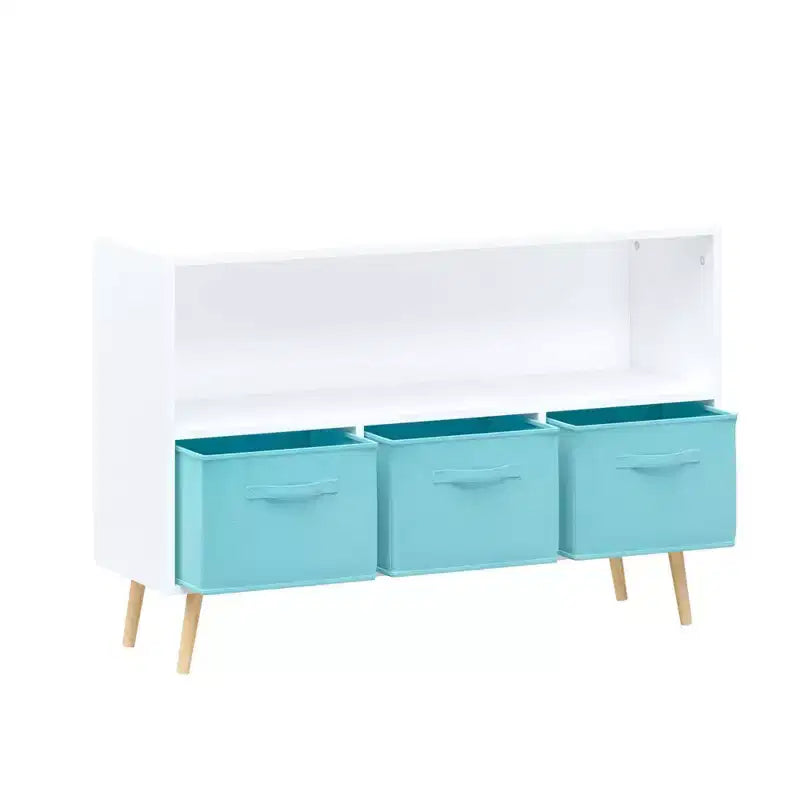 2 étagères à livres pour enfants, meuble de rangement pour jouets, étagère de présentation avec 3 tiroirs, rose/gris/bleu