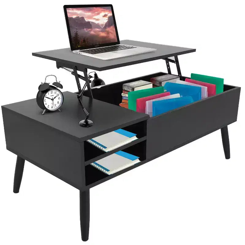 FDW Modern Minimalist Lift-Top Coffee Table with Hidden Storage and Open Shelves Perfect Center Table