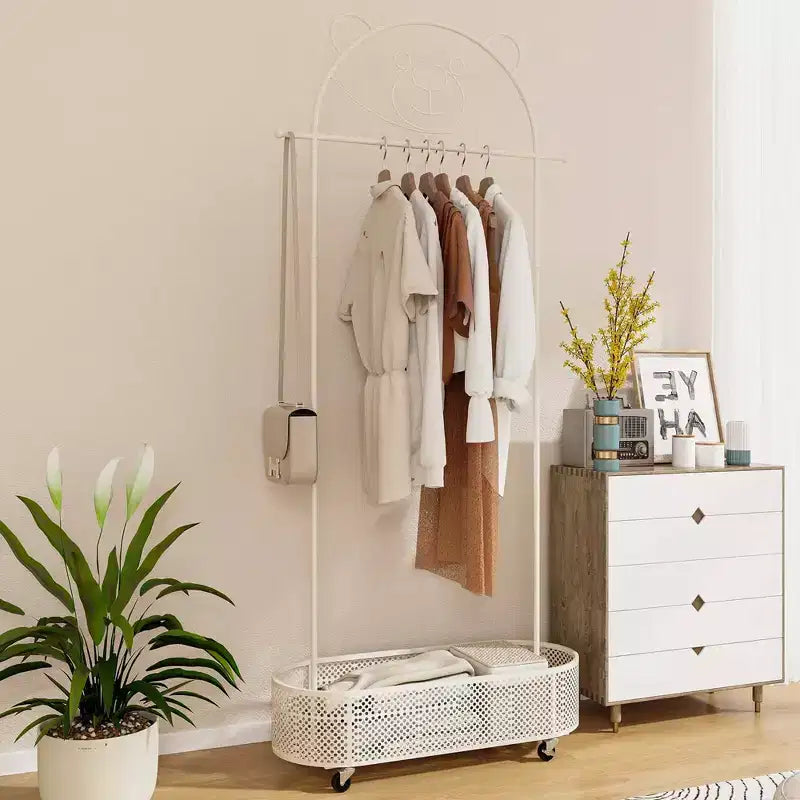 Portant à vêtements pour enfants avec 3 hauteurs réglables Portant à vêtements autoportant blanc/rose