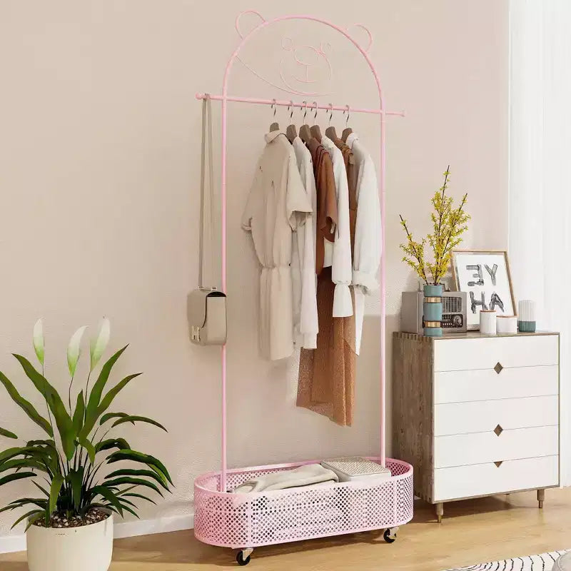 Portant à vêtements pour enfants avec 3 hauteurs réglables Portant à vêtements autoportant blanc/rose