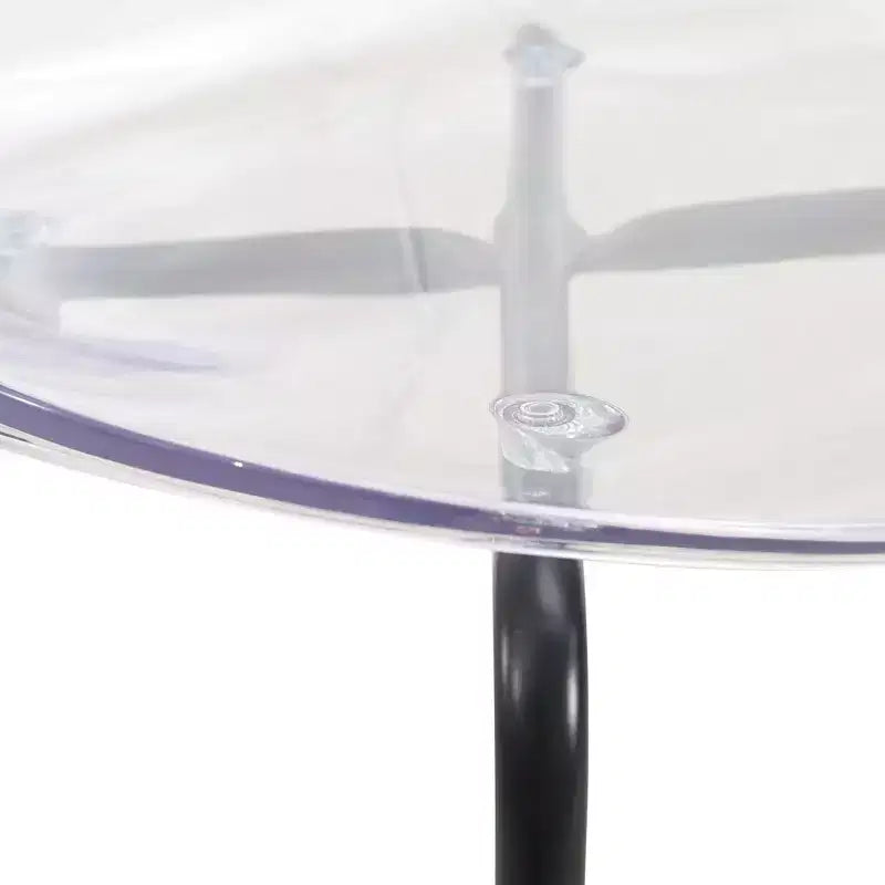 Chaises de salle à manger transparentes par lot de 4, empilables avec dossier incurvé et pieds en acier inoxydable noir pour cuisine ou salle à manger