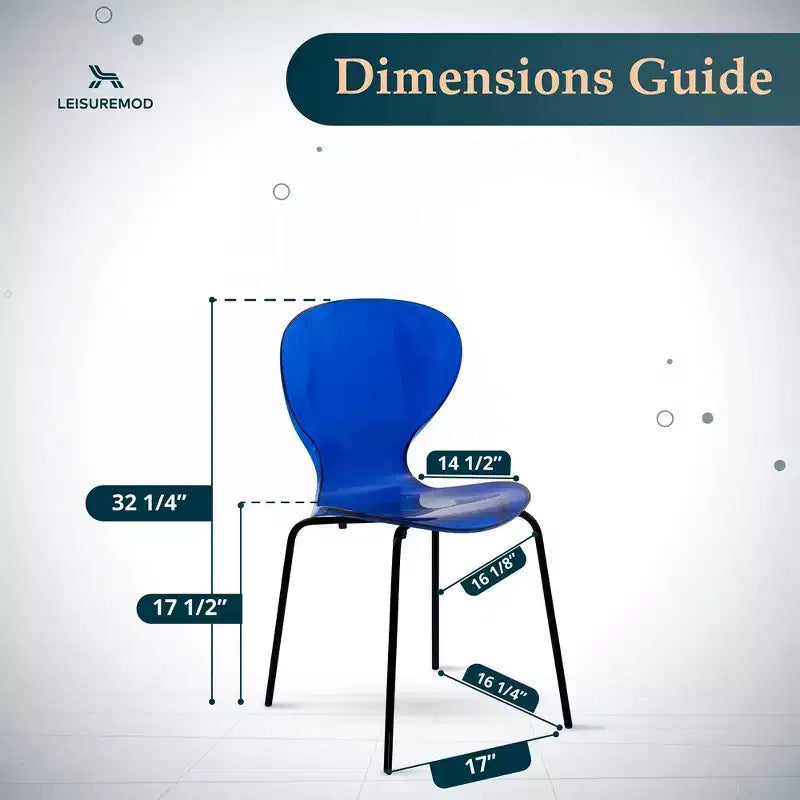 Chaises de salle à manger transparentes par lot de 4, empilables avec dossier incurvé et pieds en acier inoxydable noir pour cuisine ou salle à manger