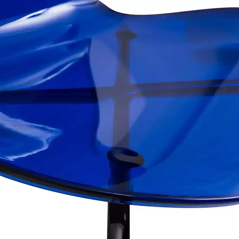 Chaises de salle à manger transparentes par lot de 4, empilables avec dossier incurvé et pieds en acier inoxydable noir pour cuisine ou salle à manger