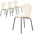 LeisureMod Oyster Transparent Dining Chairs Set of 4  Stackable Curved Back Design with Black Stainless Steel Legs for Kitchen or Dining Room