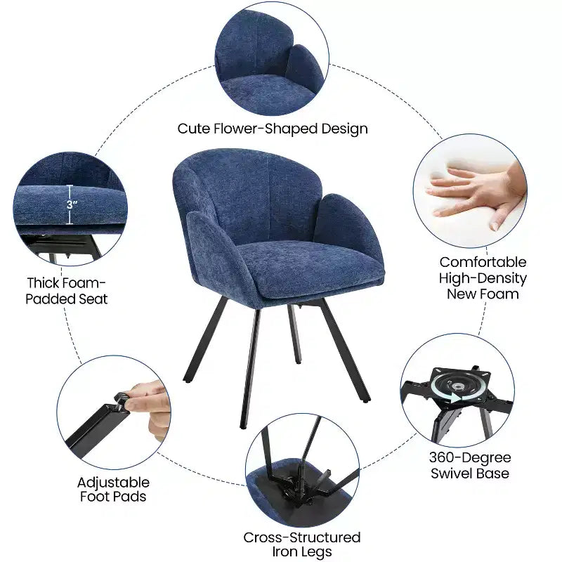 Fauteuil d'appoint en chenille en forme de fleur