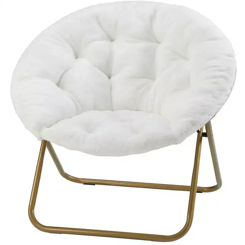 Fauteuil soucoupe pliable en fausse fourrure – Fauteuil confortable prêt à offrir pour adolescents, siège portable pour chambre à coucher, dortoir, cadeaux d'anniversaire