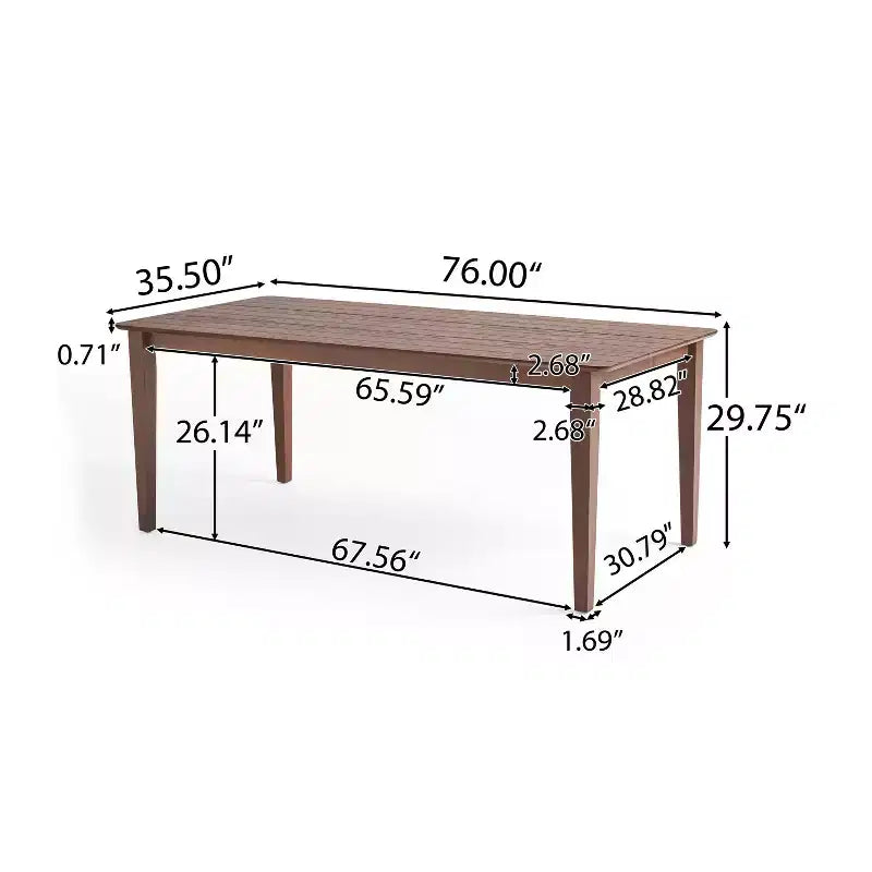 Table à manger rectangulaire rustique en bois 76