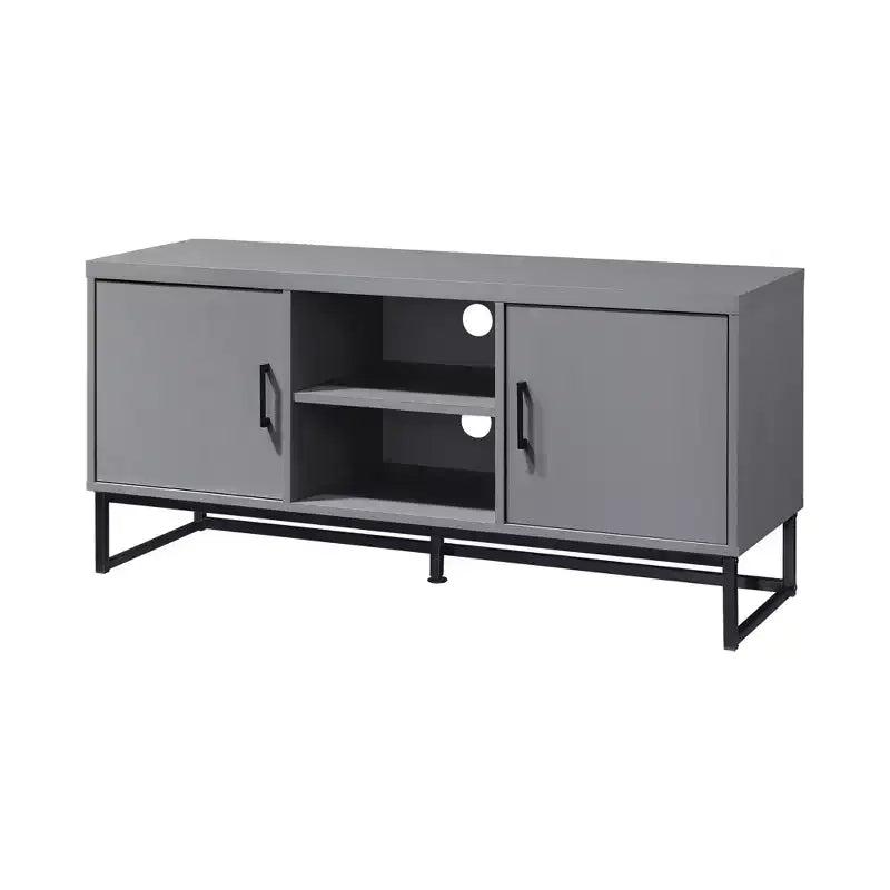 Meuble TV en bois de 119 cm avec 2 armoires de rangement, convient aux téléviseurs jusqu'à 127 cm.