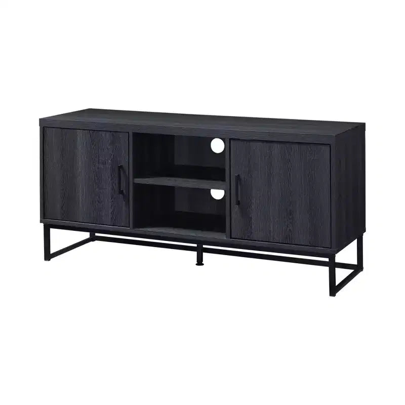 Meuble TV en bois de 119 cm avec 2 armoires de rangement, convient aux téléviseurs jusqu'à 127 cm.
