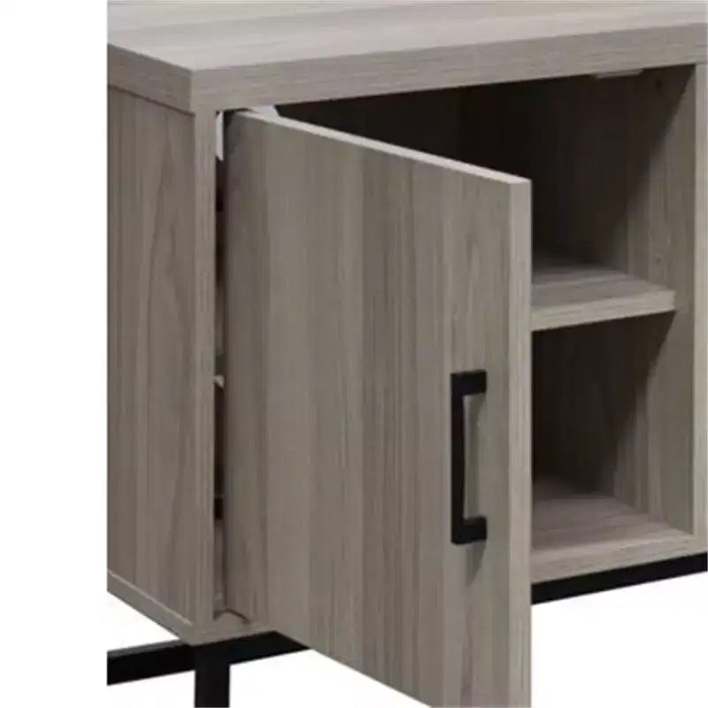 Meuble TV en bois de 119 cm avec 2 armoires de rangement, convient aux téléviseurs jusqu'à 127 cm.