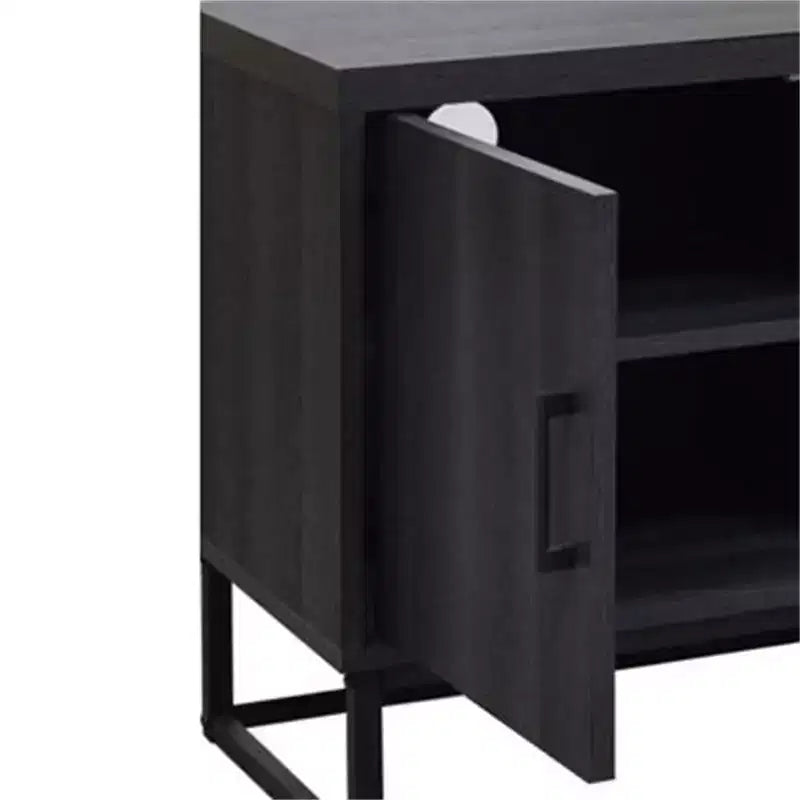 Meuble TV en bois de 119 cm avec 2 armoires de rangement, convient aux téléviseurs jusqu'à 127 cm.