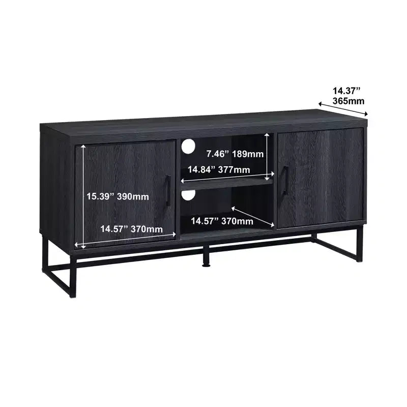 Meuble TV en bois de 119 cm avec 2 armoires de rangement, convient aux téléviseurs jusqu'à 127 cm.