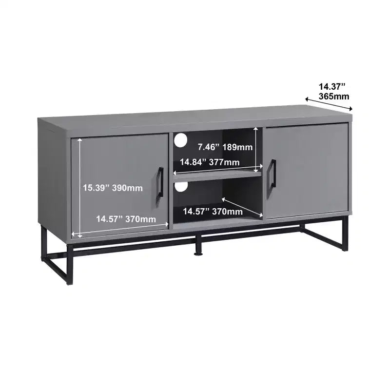 Meuble TV en bois de 119 cm avec 2 armoires de rangement, convient aux téléviseurs jusqu'à 127 cm.