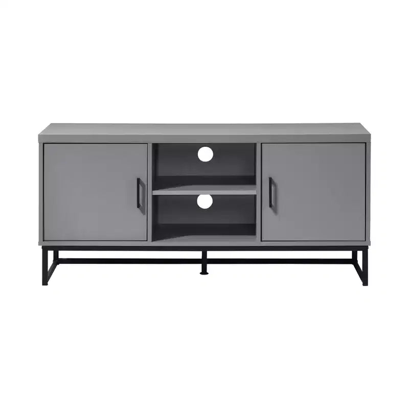 Meuble TV en bois de 119 cm avec 2 armoires de rangement, convient aux téléviseurs jusqu'à 127 cm.