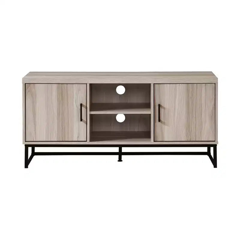 Meuble TV en bois de 119 cm avec 2 armoires de rangement, convient aux téléviseurs jusqu'à 127 cm.