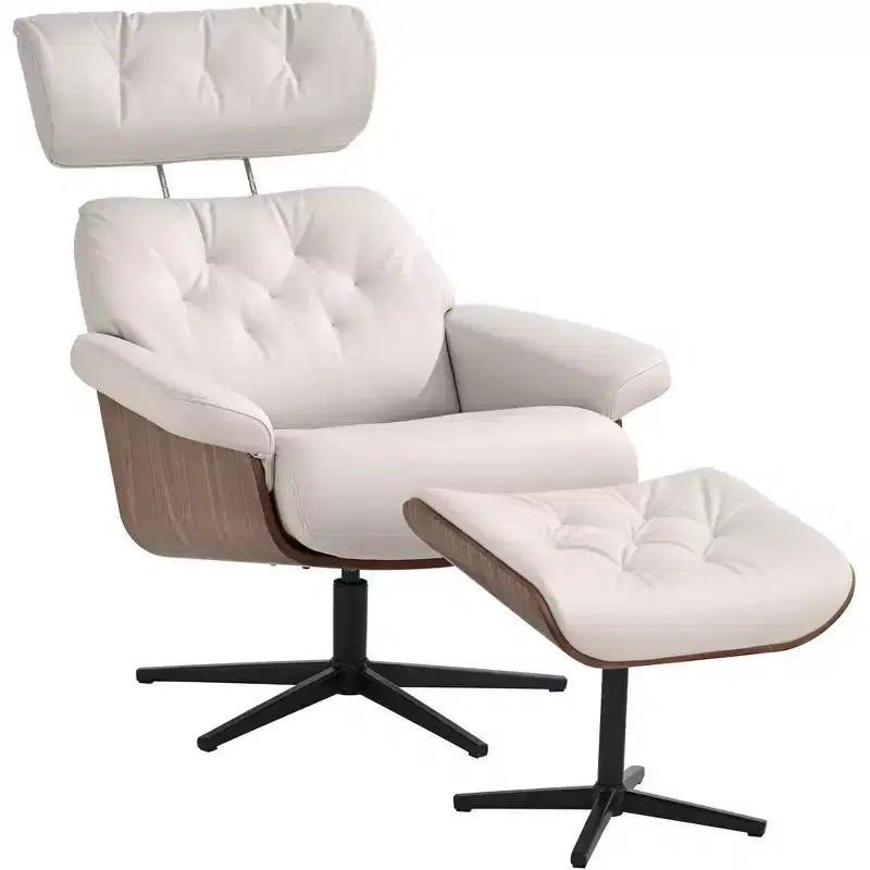 Fauteuil inclinable et pivotant Eggshell avec repose-pieds