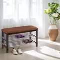 Wood Shoe Bench with Cushion, 3 Tiers Shoe Storage Bench, Entryway Shoe Rack Organizer, Storage Bench for Hallway Bedroom Living Room Mudroom