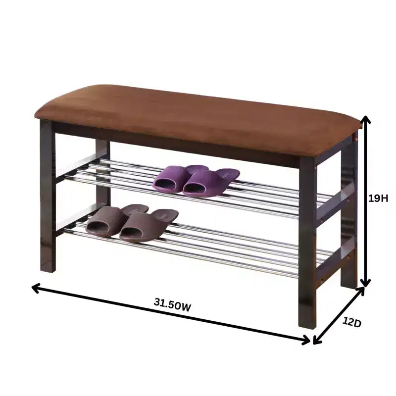 Banc à chaussures en bois avec coussin, banc de rangement à chaussures 3 niveaux, organisateur d'étagère à chaussures d'entrée, banc de rangement pour couloir, chambre, salon, buanderie