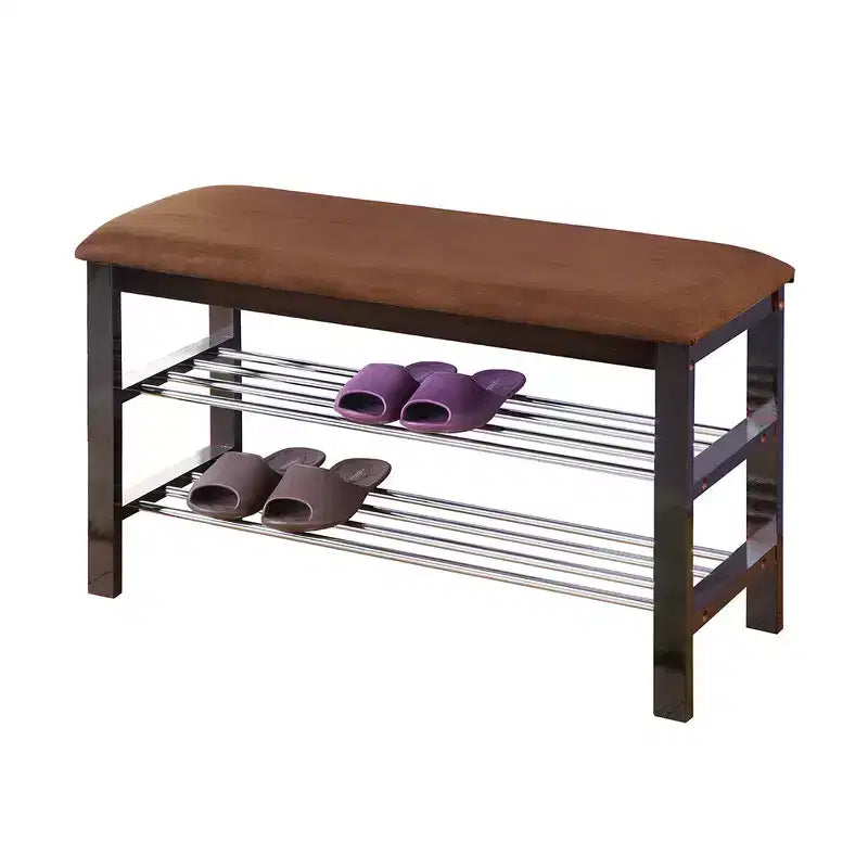 Banc à chaussures en bois avec coussin, banc de rangement à chaussures 3 niveaux, organisateur d'étagère à chaussures d'entrée, banc de rangement pour couloir, chambre, salon, buanderie