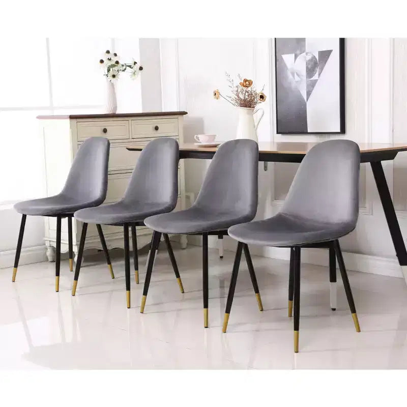 Roundhill Furniture Lassan Contemporary Fabric Dining Chairs, Gray, Set of 4