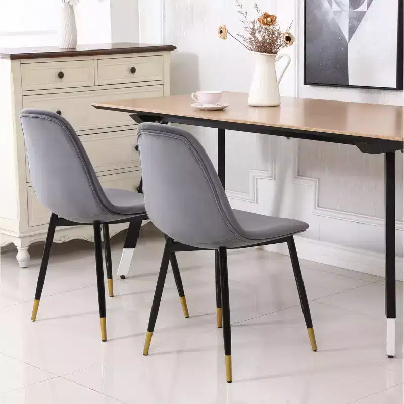 Chaises de salle à manger contemporaines en tissu, grises, lot de 4