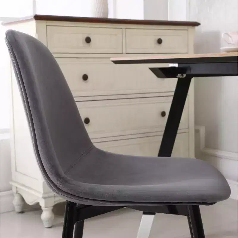 Chaises de salle à manger contemporaines en tissu, grises, lot de 4