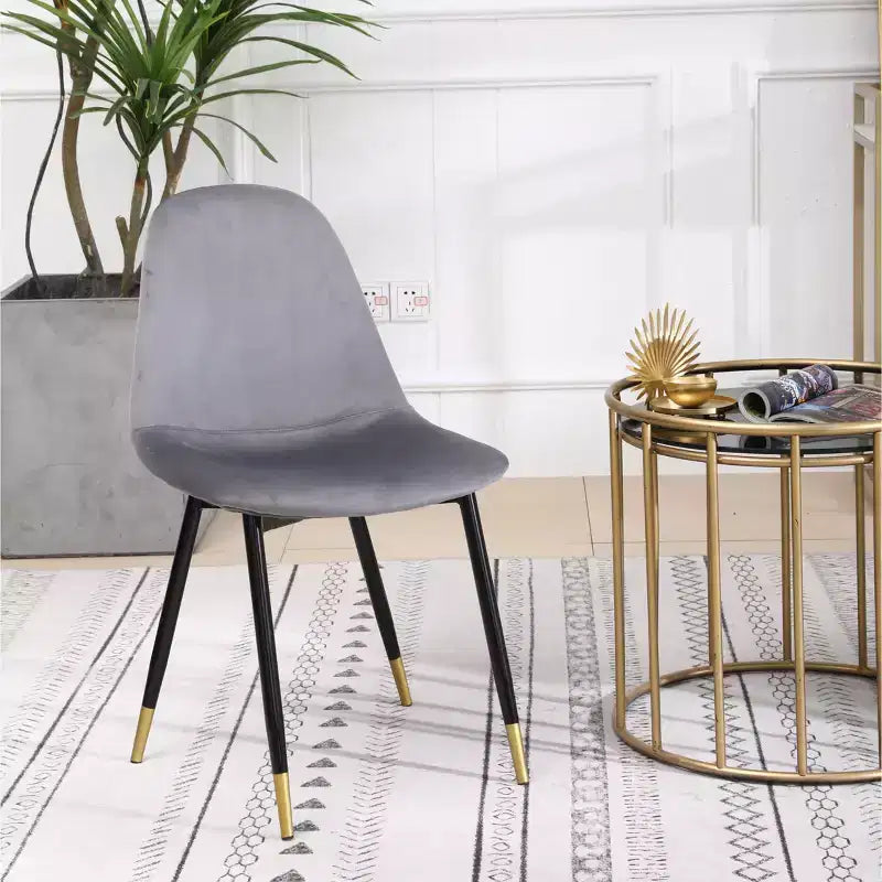 Chaises de salle à manger contemporaines en tissu, grises, lot de 4